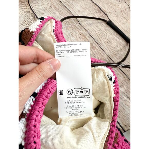 NWT Marni Market handbag in cotton knit with diamond pattern in Pink Crochet - Picture 5 of 16